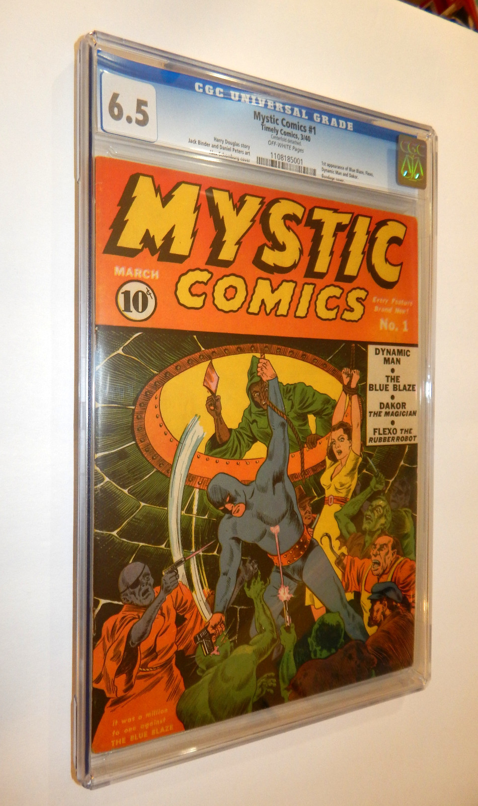 MYSTIC COMICS #1  CGC 6.5   Alex Schomburg  1940 Bondage cover  1st Blue Blaze