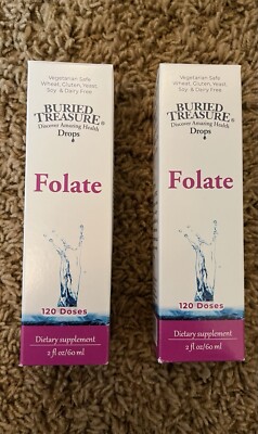 Buried Treasure  Folate Drops 2 Oz- 2 Pack Exp 11/13/25