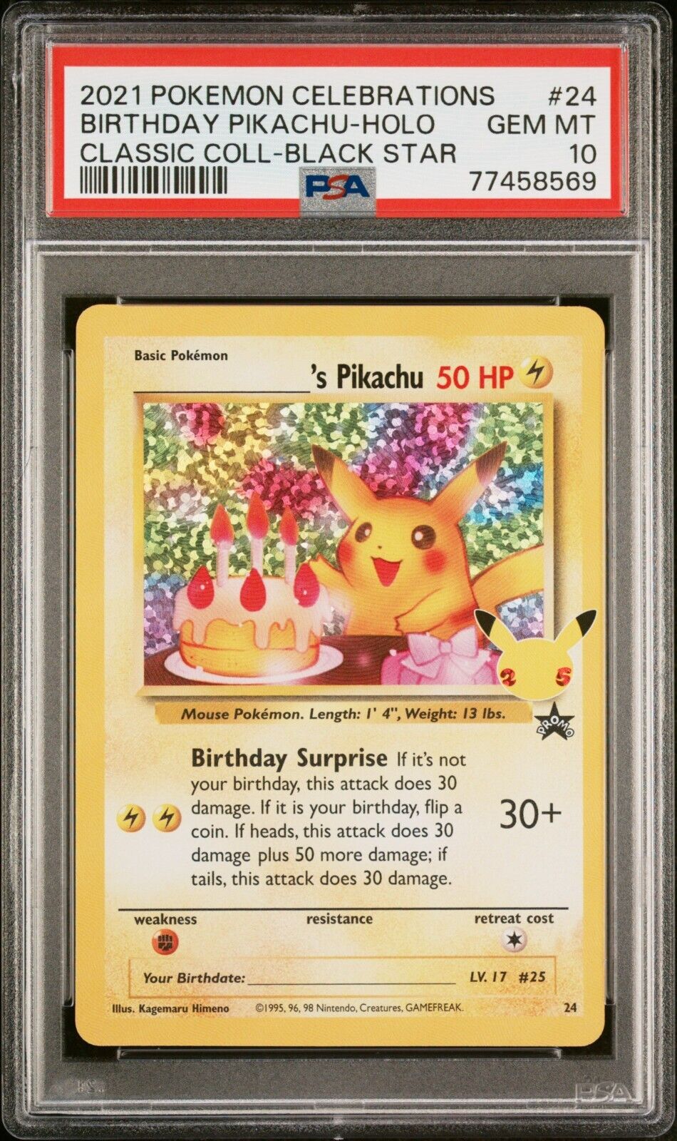 PSA 10 Birthday Pikachu Promo Holo Pokemon Celebrations PSA 10 Birthday Pikachu Promo Holo Pokemon Celebrations