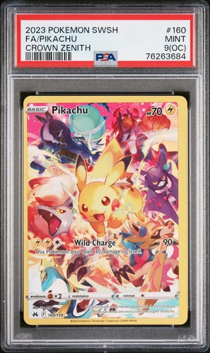PSA 9(OC) 2023 Pokémon SWSH Full Art Pikachu Crown Zenith