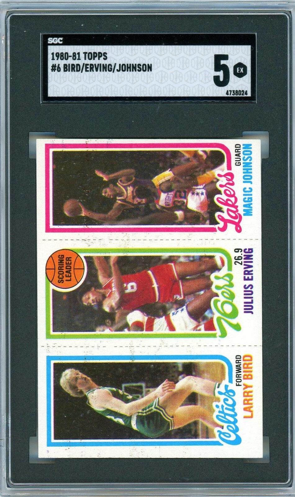 1980 Topps Bird #34 Erving #174 Magic Johnson #139 Rookie