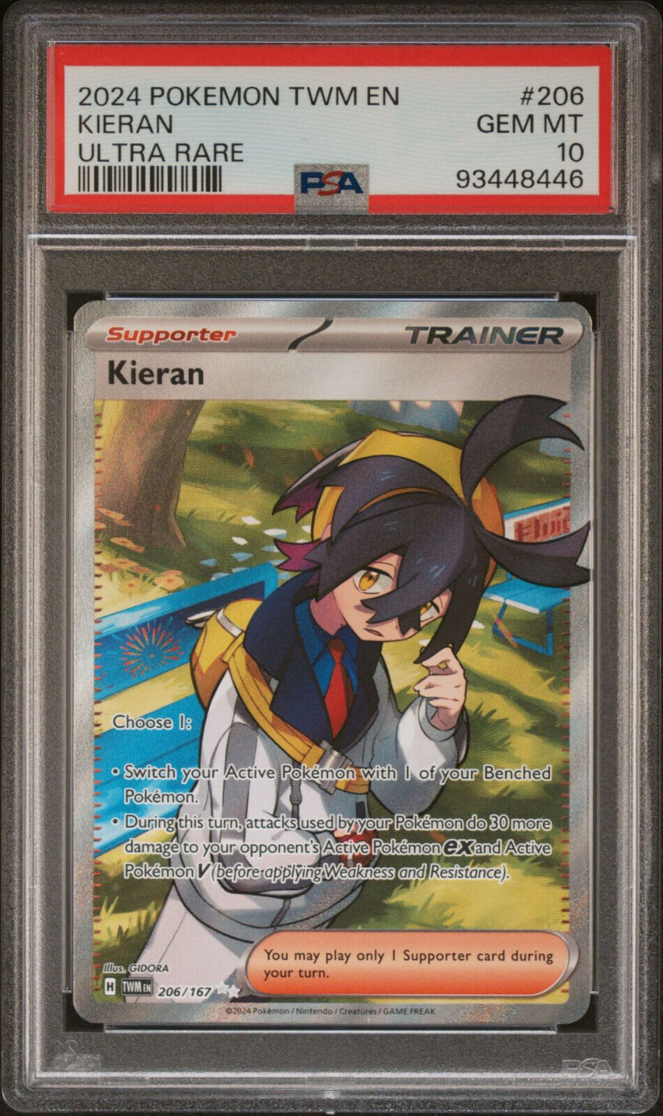 PSA 10 GEM Mint Kieran 206/167 Ultra Rare Full Art Trainer PSA 10 GEM Mint Kieran 206/167 Ultra Rare Full Art Trainer