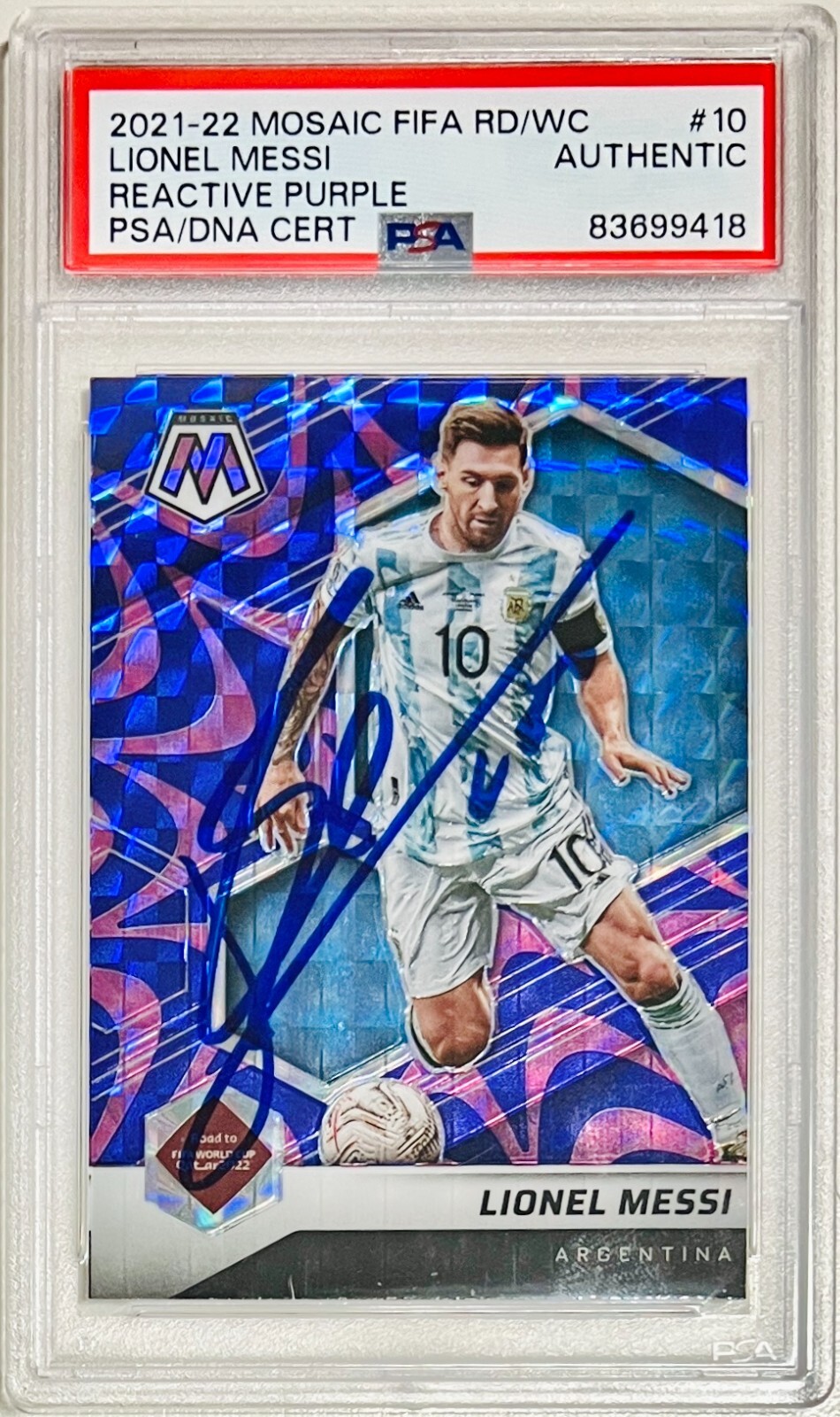世界10枚限定！2022 PANINI MOSAIC INSIGNE 10シリ Lionel Messi Signed 2021-22 Panini Mosaic Road To Wc Card