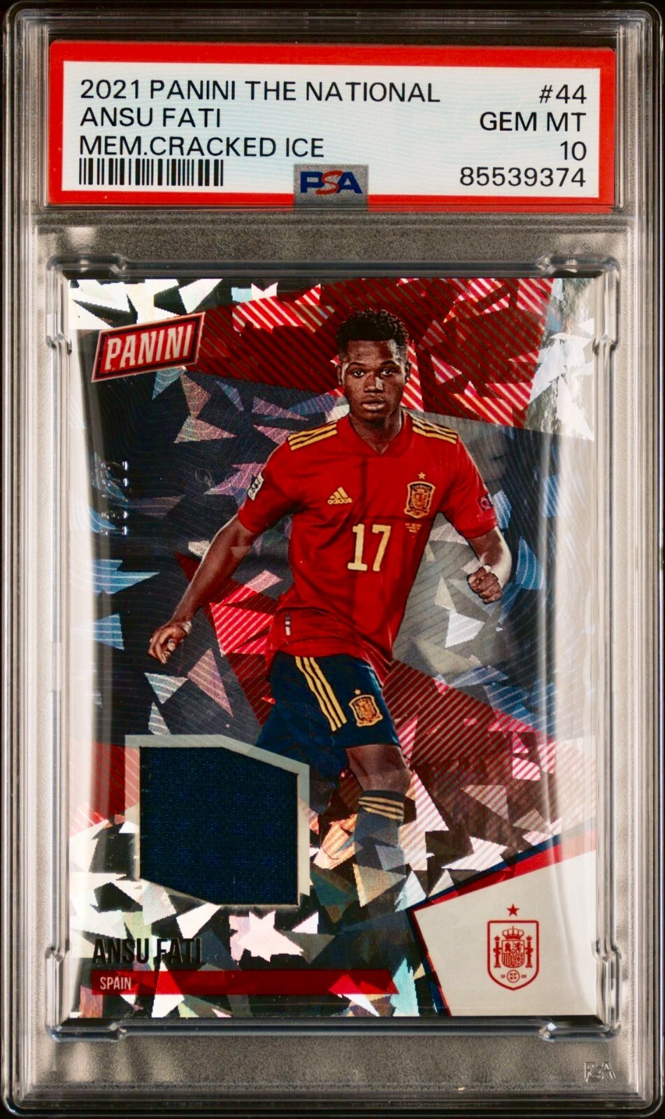 2021-22 Ansu Fati Panini The National Cracked Ice Jersey