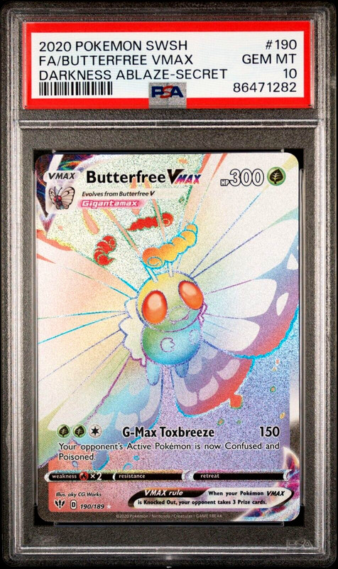 PSA 10 - Pokémon TCG Butterfree VMAX Darkness Ablaze 190/189