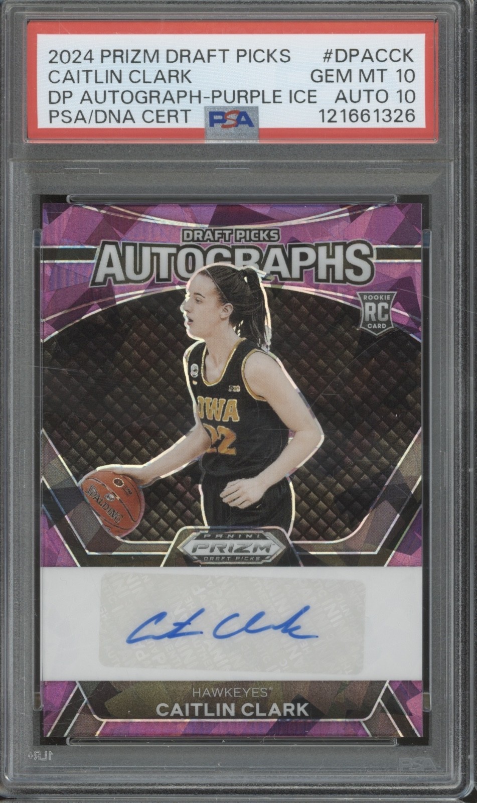 2024 Panini Prizm Purple Ice Caitlin Clark 90/99 RC Gem Mint PSA DNA 10 10 Auto