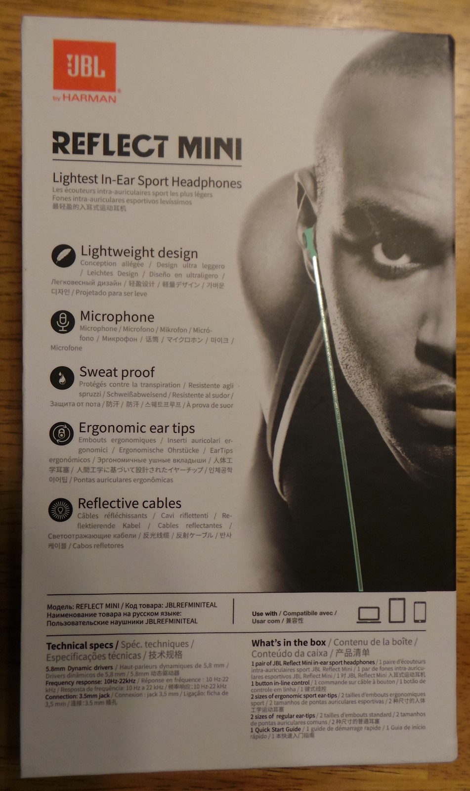 JBL REFLECT MINI In Ear Wired Sweatproof Sport Headphones with Mic, Teal