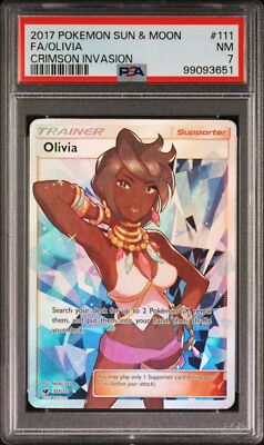 2017 POKEMON SUN & MOON CRIMSON INVASION #111 FULL ART/OLIVIA PSA 7