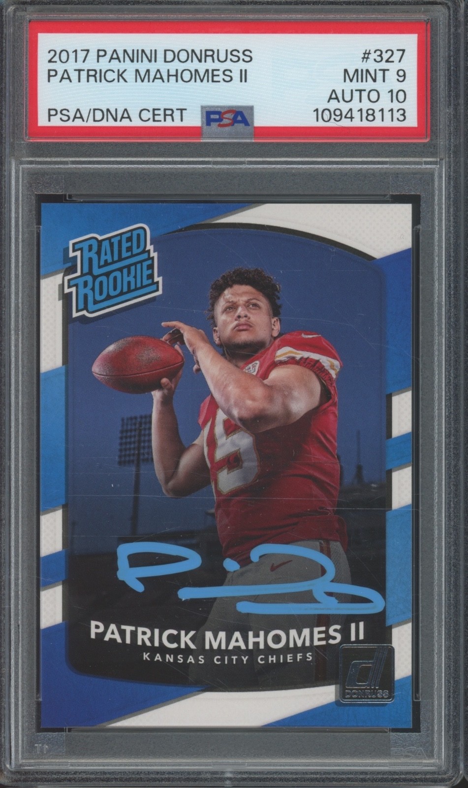 2017 Panini Donruss #317 Patrick Mahomes II Auto RC Rookie Mint PSA 9 10 Auto