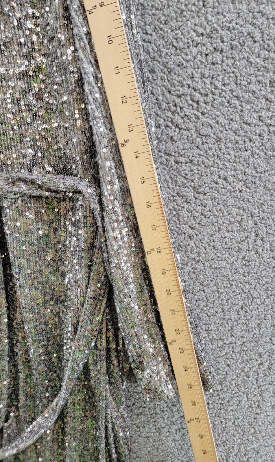 Pre-owned Halston Heritage Halston Falan Sequined Wrap Dress Women's 10 Dark Silver Long Sleeve Lined
