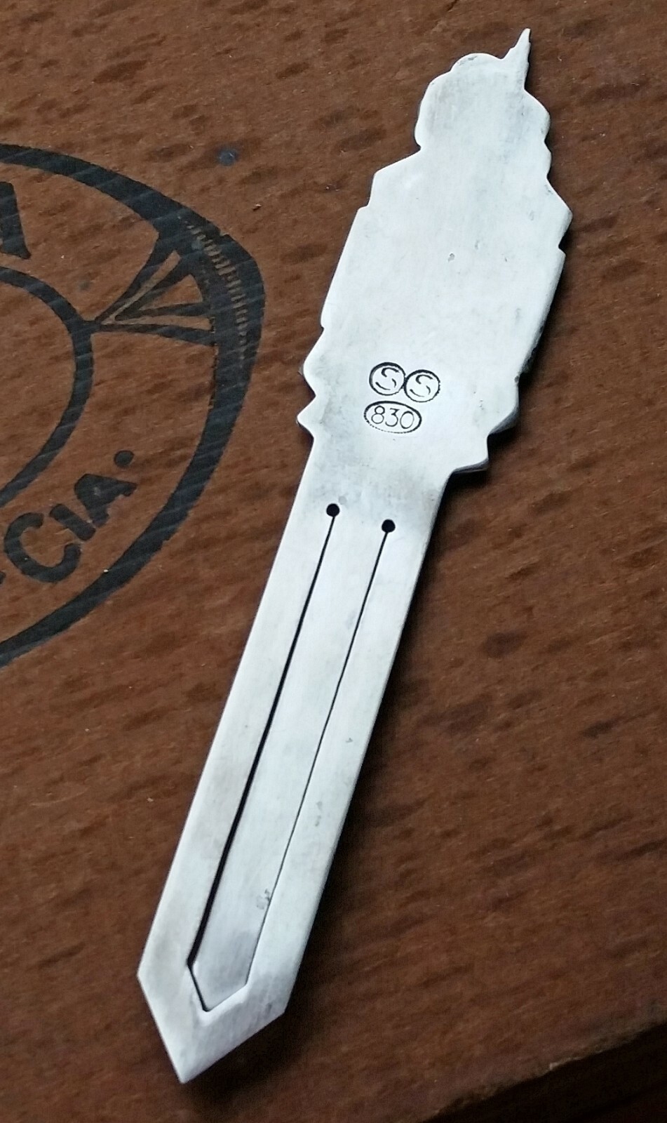 Antique Iceland Geysir Geyser Sterling Silver bookmark money clip