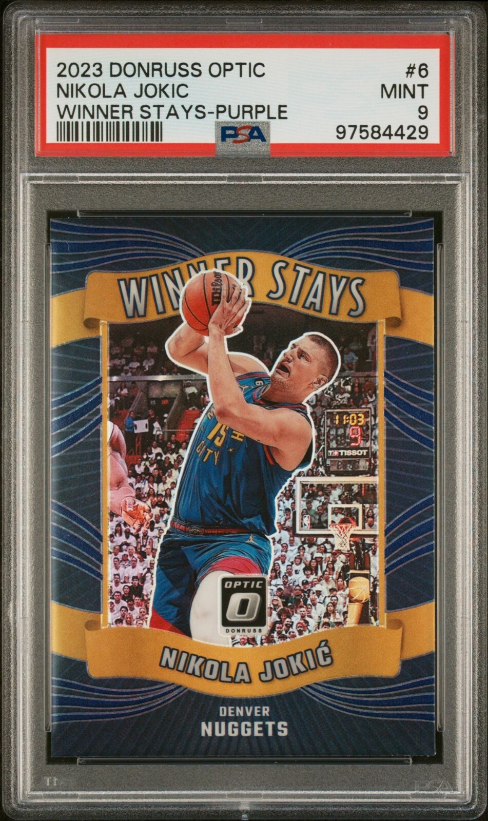 2023 DONRUSS OPTIC NIKOLA JOKIC WINNER STAYS PURPLE PRIZM