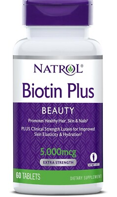 Natrol Biotin Plus Beauty 60 Tablets 5,000mcg Exp. 12/31/2024