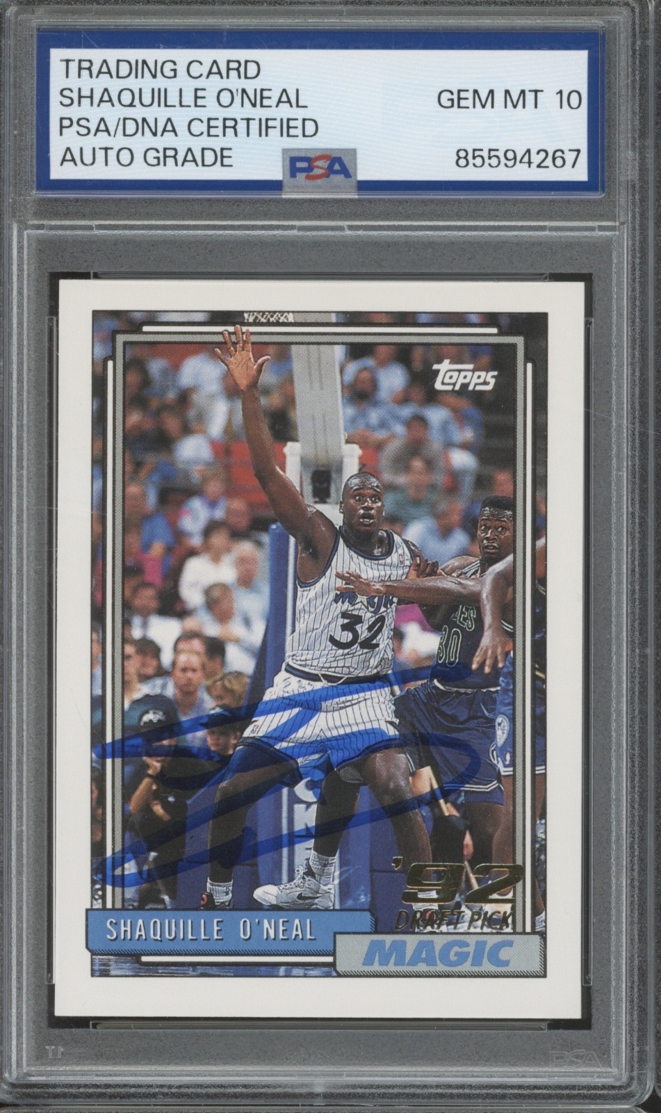 1992 Topps #362 Shaquille O`Neal Autograph RC Rookie Gem Mint PSA DNA 10 Auto