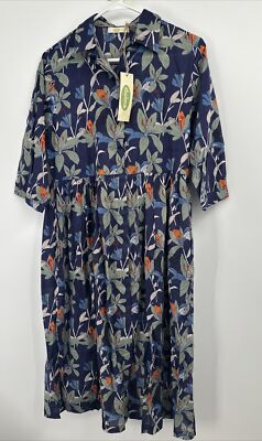Dolma Size M Floral Print Camby Dress Cotton Gauze Art To Wear NWT $117