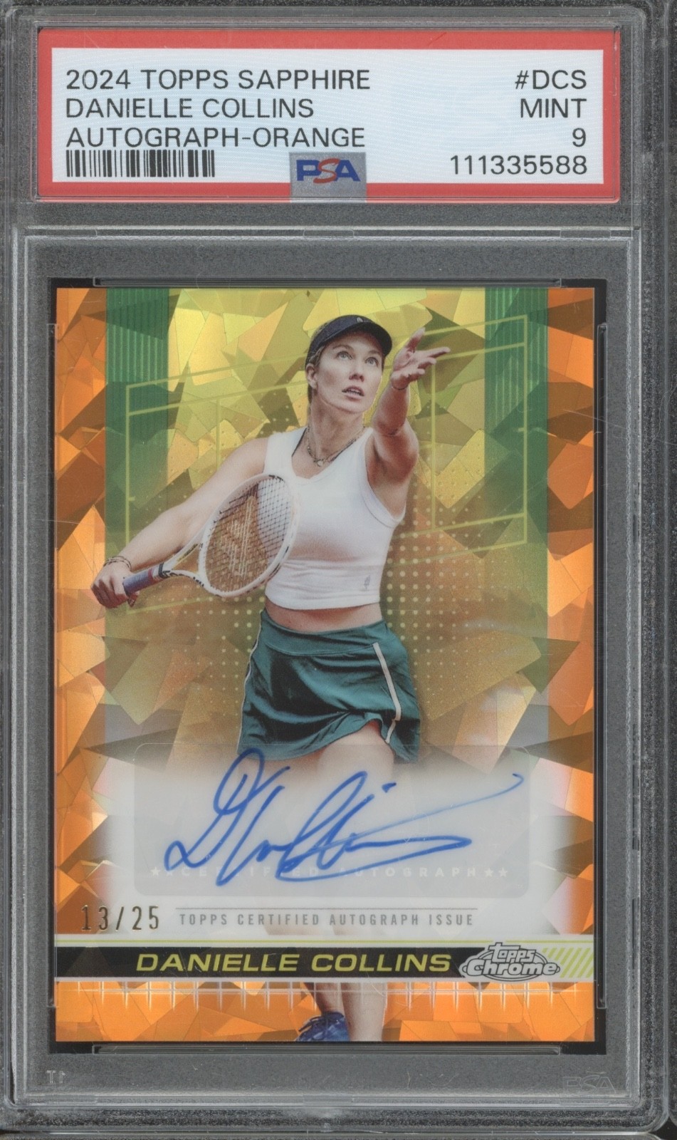 2024 Topps Sapphire Orange Danielle Collins 13/25 Autograph Mint PSA 9
