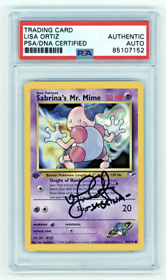 PSA Signed Lisa Ortiz Sabrina's Mr. Mime Gym Heroes 94/132 Regular 1st Edition
