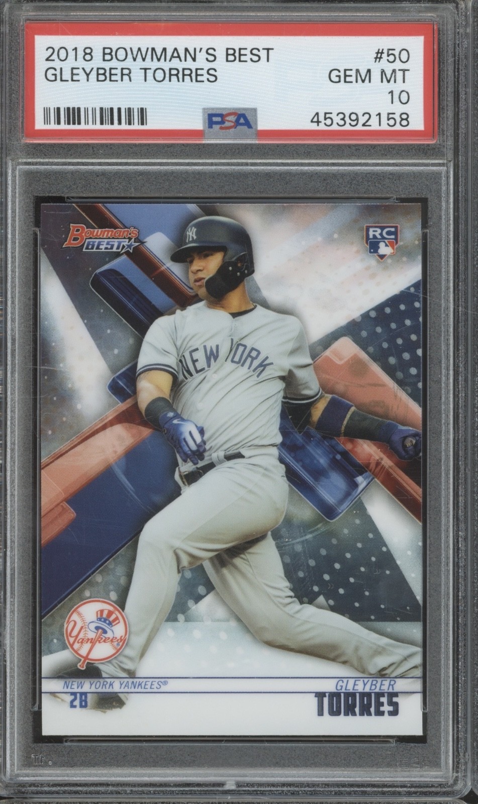2018 Bowman`s Best #50 Gleyber Torres RC Rookie Gem Mint PSA 10