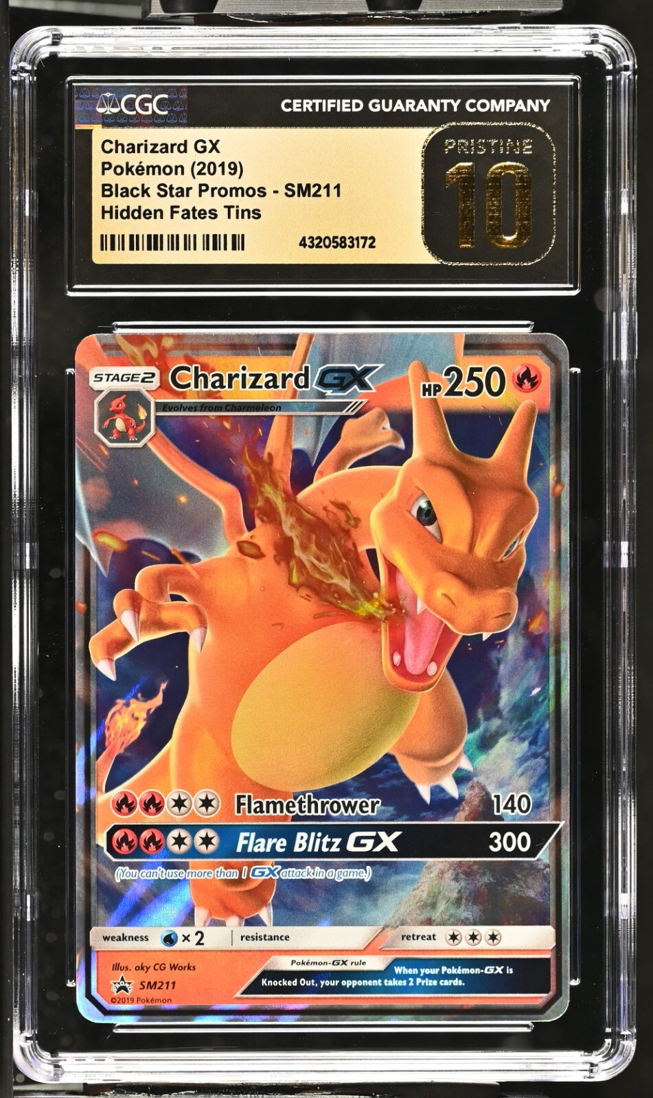 CGC Graded 10 Pristine Charizard GX SM211 Black Star Promo