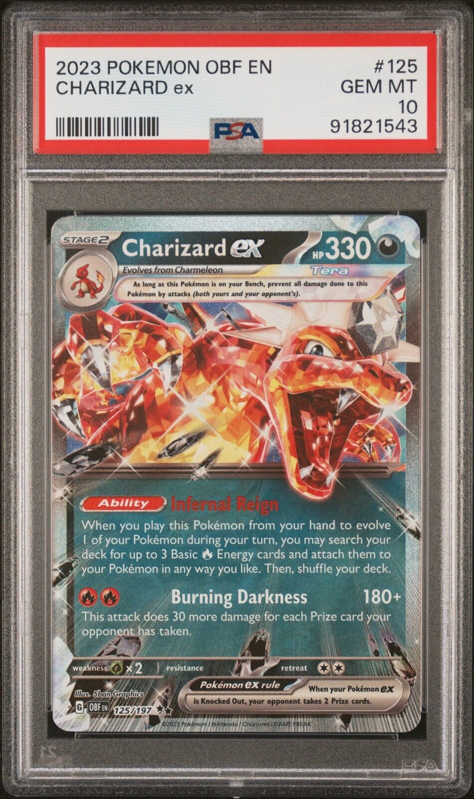 CHARIZARD EX 125 GEM MINT 2023 POKEMON OBF EN-OBSIDIAN CHARIZARD EX 125 GEM MINT 2023 POKEMON OBF EN-OBSIDIAN