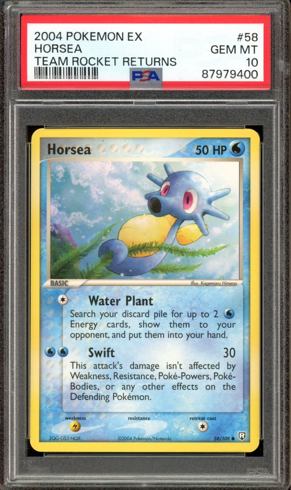 Pokemon PSA 10 Gem Mint EX Team Rocket Returns Horsea 58/109
