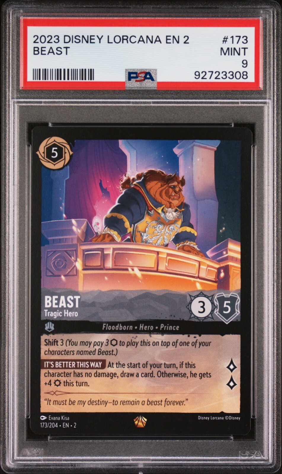Disney Lorcana Beast Tragic Hero 173/204 Legendary PSA 9
