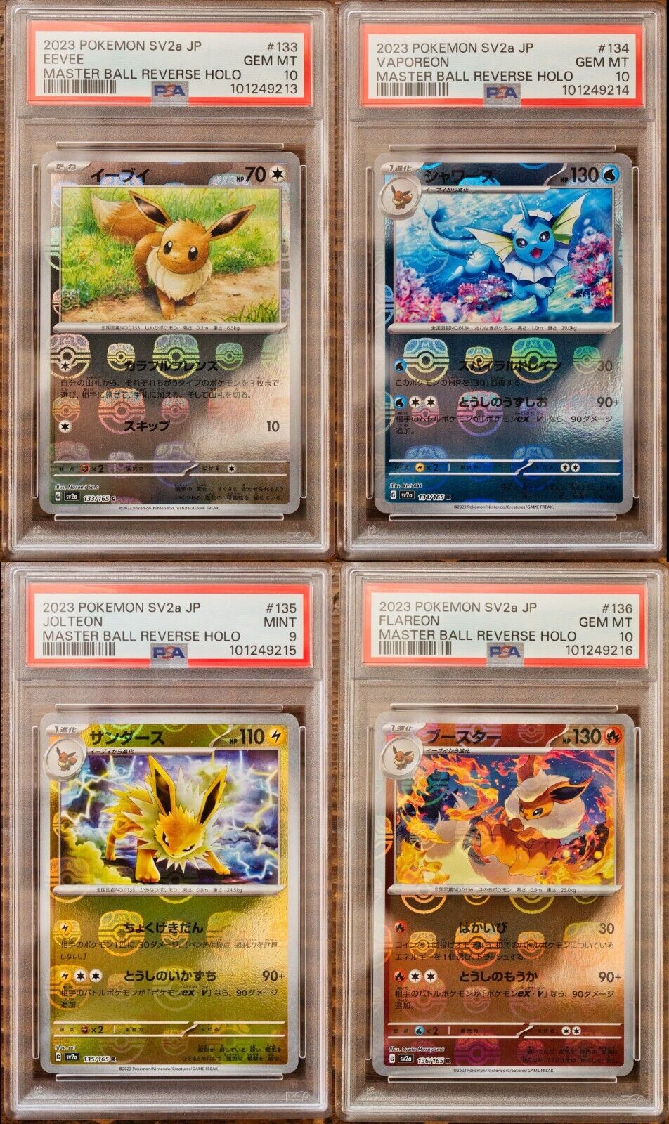 PSA 10 & 9 Eevee Vaporeon Jolteon Flareon Master Ball SEQ PSA 10 & 9 Eevee Vaporeon Jolteon Flareon Master Ball SEQ