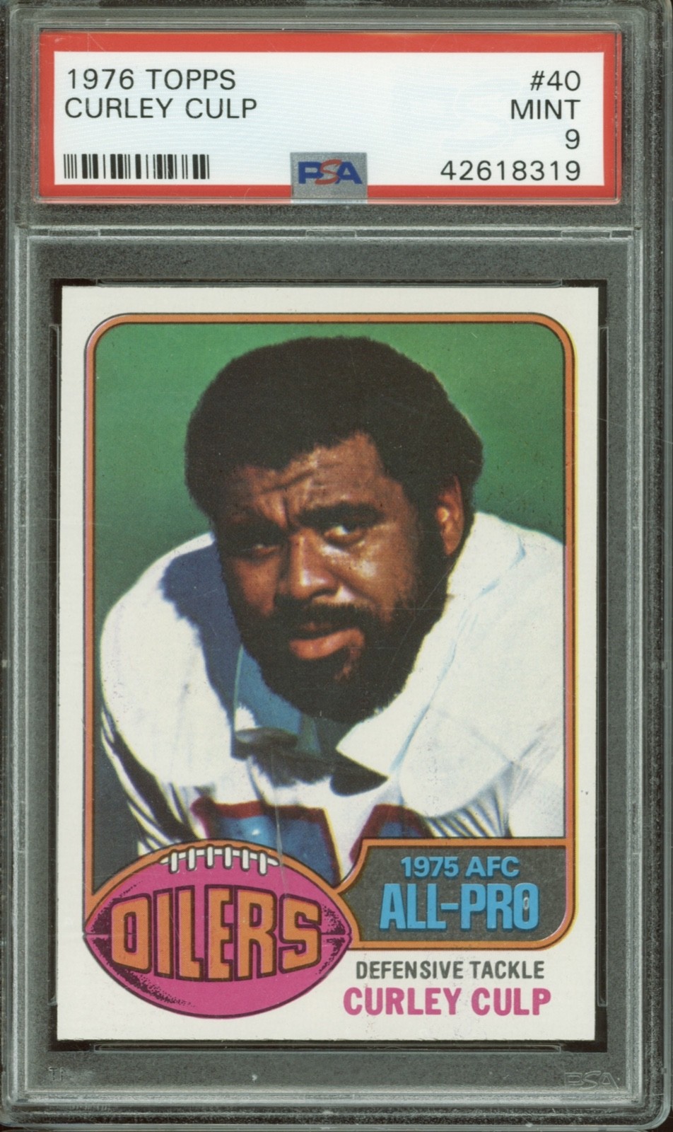 1976 Topps Football #40 Curley Cup Mint PSA 9