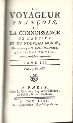 Delaporte Le Voyageur Francois -Cellot 1772 Tomo III Maldive India Ceylon Diu
