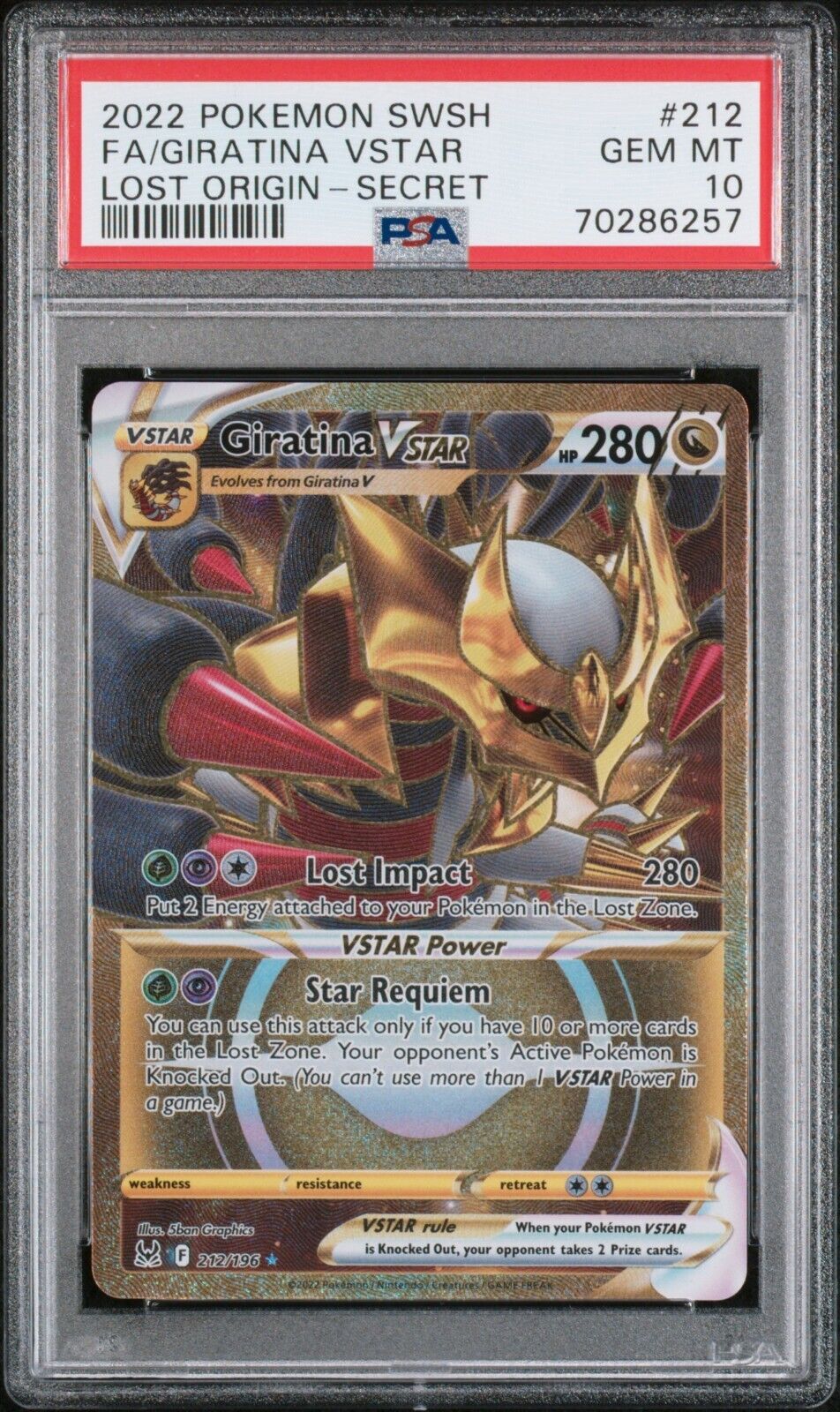 POKEMON CARD - GIRATINA VSTAR 212/196 LOST ORIGIN SECRET POKEMON CARD - GIRATINA VSTAR 212/196 LOST ORIGIN SECRET