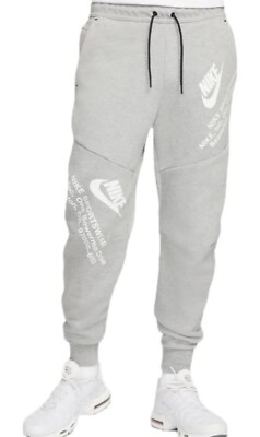 NEW Nike Tech Fleece Joggers Pants Sweats Gray Grey AoP DM6480-063 Men s Sz L