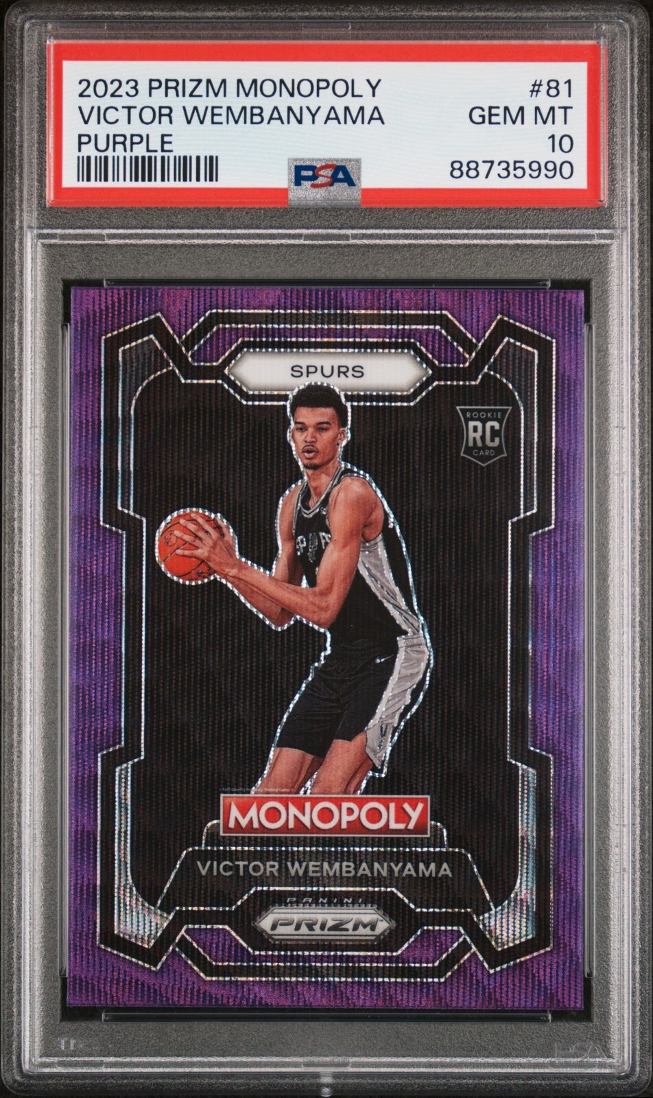 2023-24 PRIZM MONOPOLY VICTOR WEMBANYAMA PURPLE WAVE ROOKIE