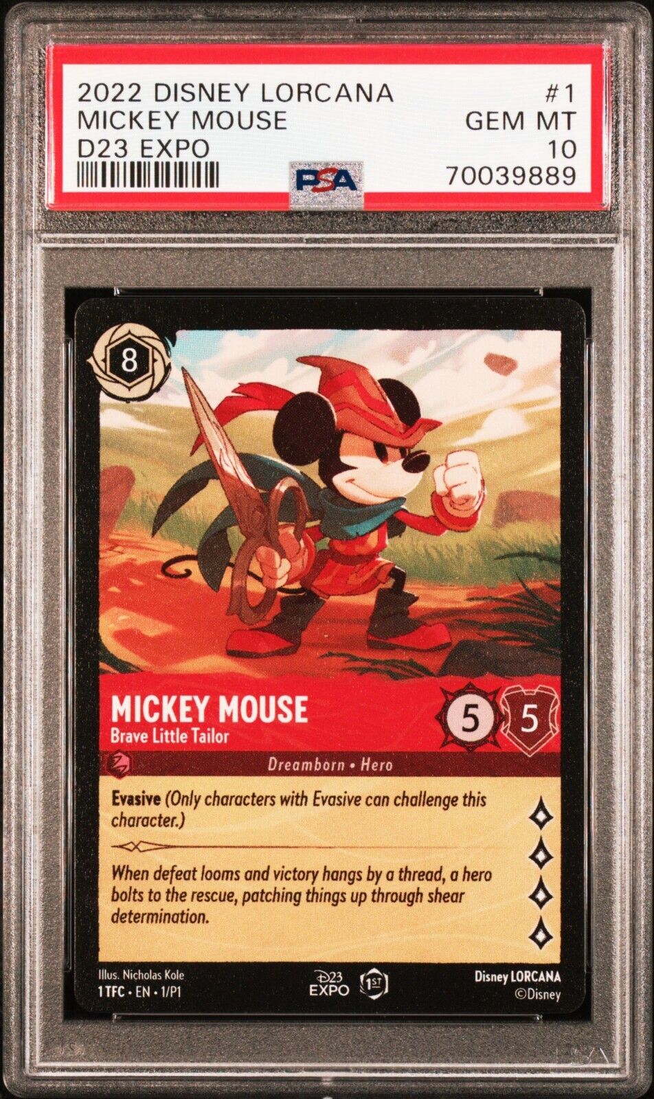 Disney Lorcana Mickey Mouse Brave Little Tailor D23 Expo PSA Disney Lorcana Mickey Mouse Brave Little Tailor D23 Expo PSA