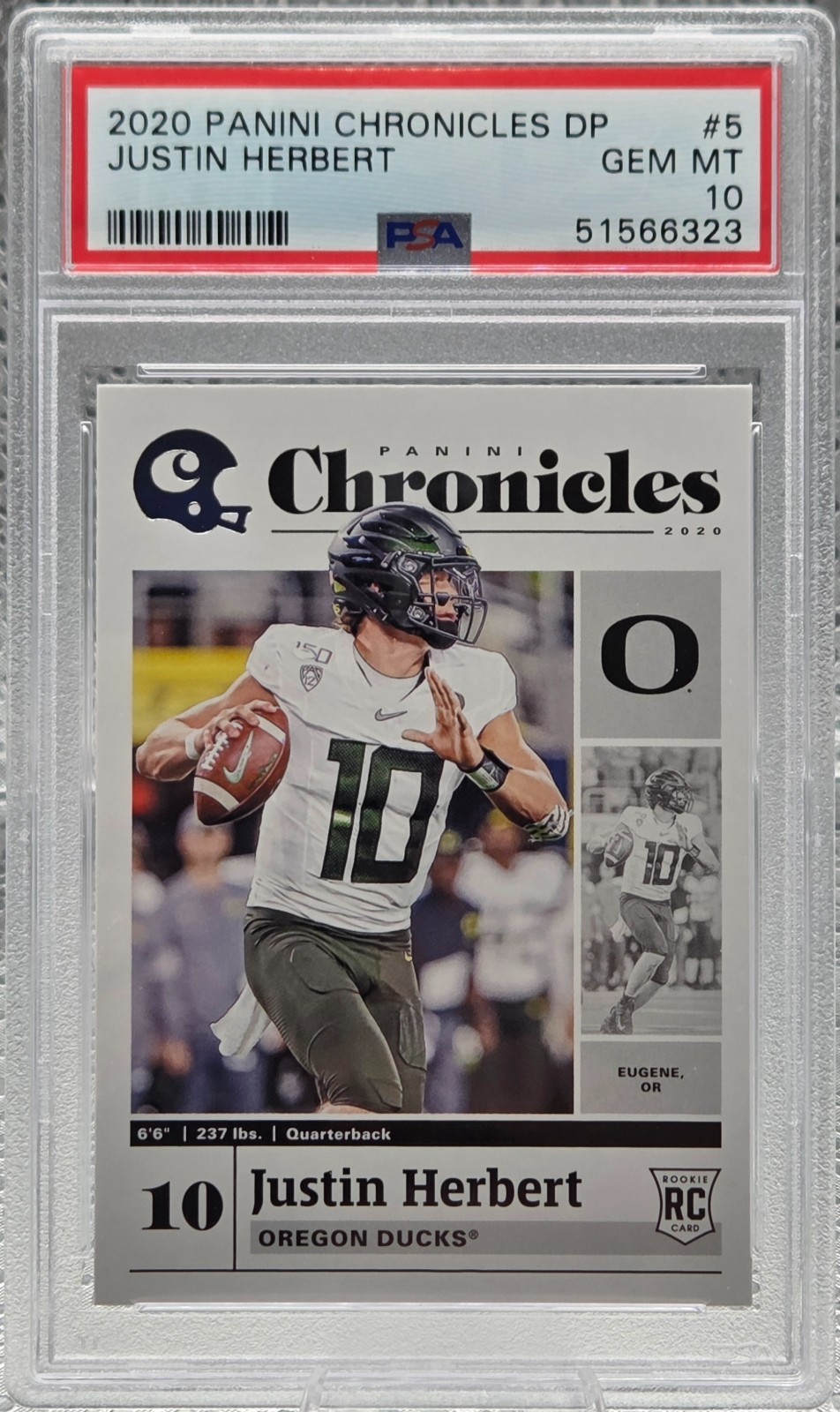 2020 Chronicles Charger ~ JUSTIN HERBERT Rookie RC Card PSA 10 GEM MINT