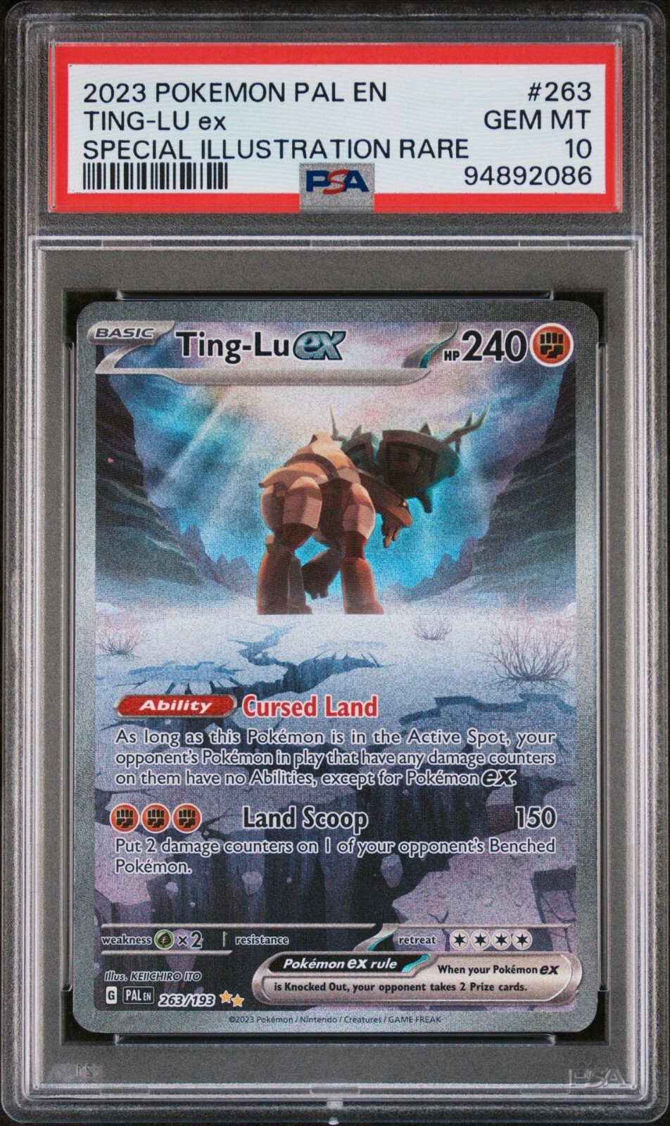 PSA 10 Ting-Lu ex 263/193 SIR Paldea Evolved Pokemon Card PSA 10 Ting-Lu ex 263/193 SIR Paldea Evolved Pokemon Card