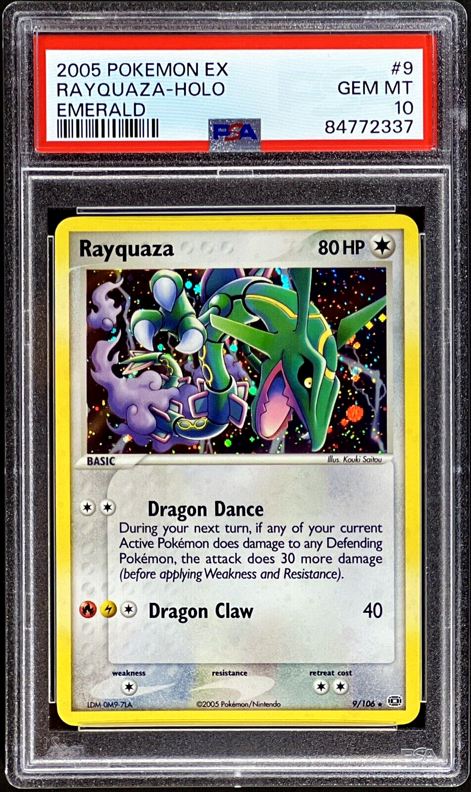 2005 Pokemon RAYQUAZA Ex Emerald HOLO Rare Card 9/106 2005 Pokemon RAYQUAZA Ex Emerald HOLO Rare Card 9/106