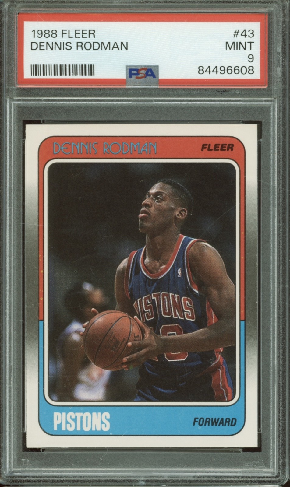 1988 Fleer Basketball #43 Dennis Rodman RC Rookie Mint PSA 9