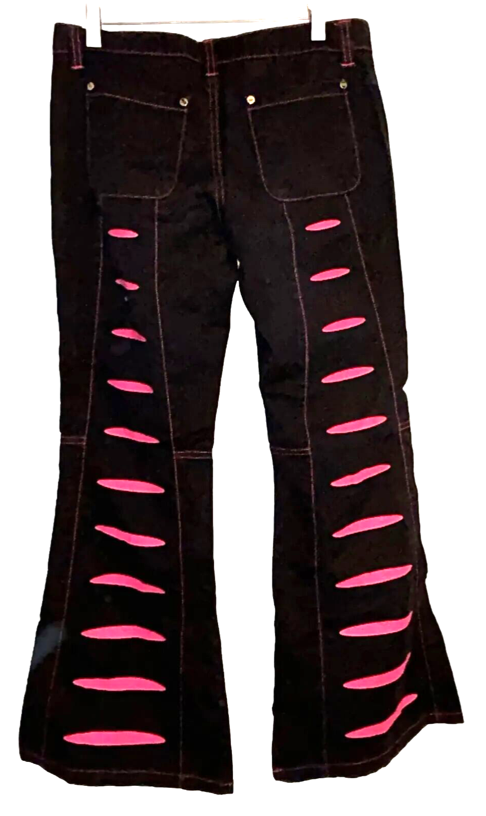 パンツ 00s halb gimmick black pants Y2K archive Size 7 VINTAGE Y2K Macgirl Black with Hot Pink Cyber Low