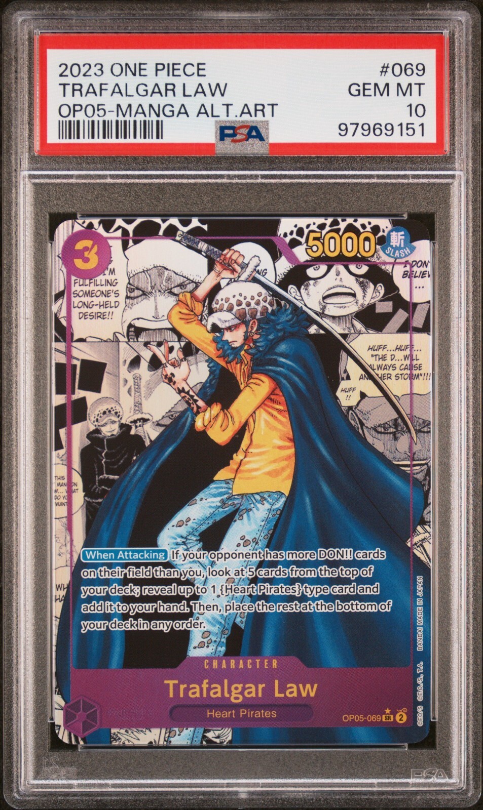 ミラバト onepiece ワンピース law ロー psa 10 PSA 10 One Piece Trafalger D. Water Law Alt Art OP10-119 SEC