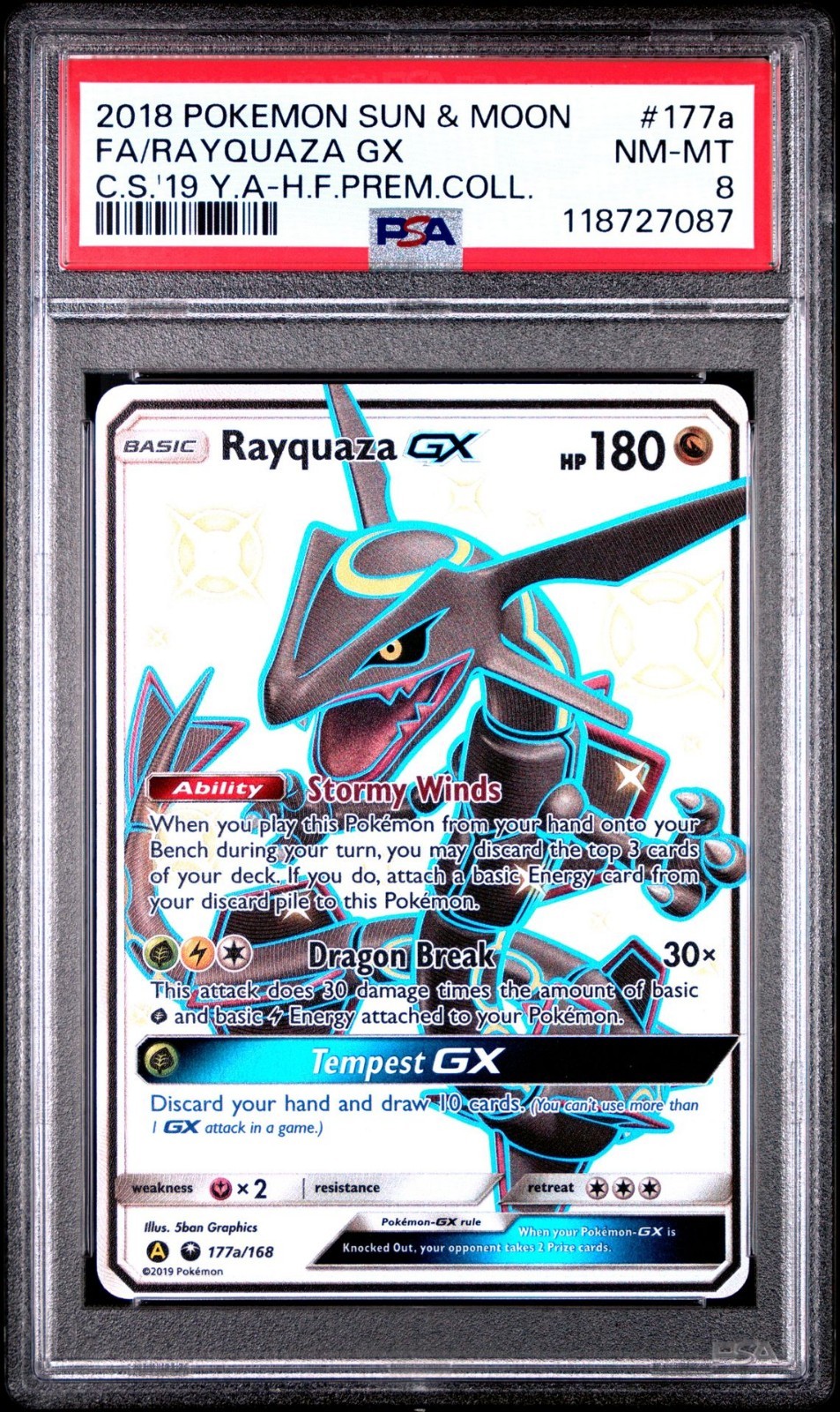 レックウザGX PSA 8 2018年 サン＆ムーン #109 2018 Pokemon Sun Moon Rayquaza GX Full Art #177a/168 PSA 8