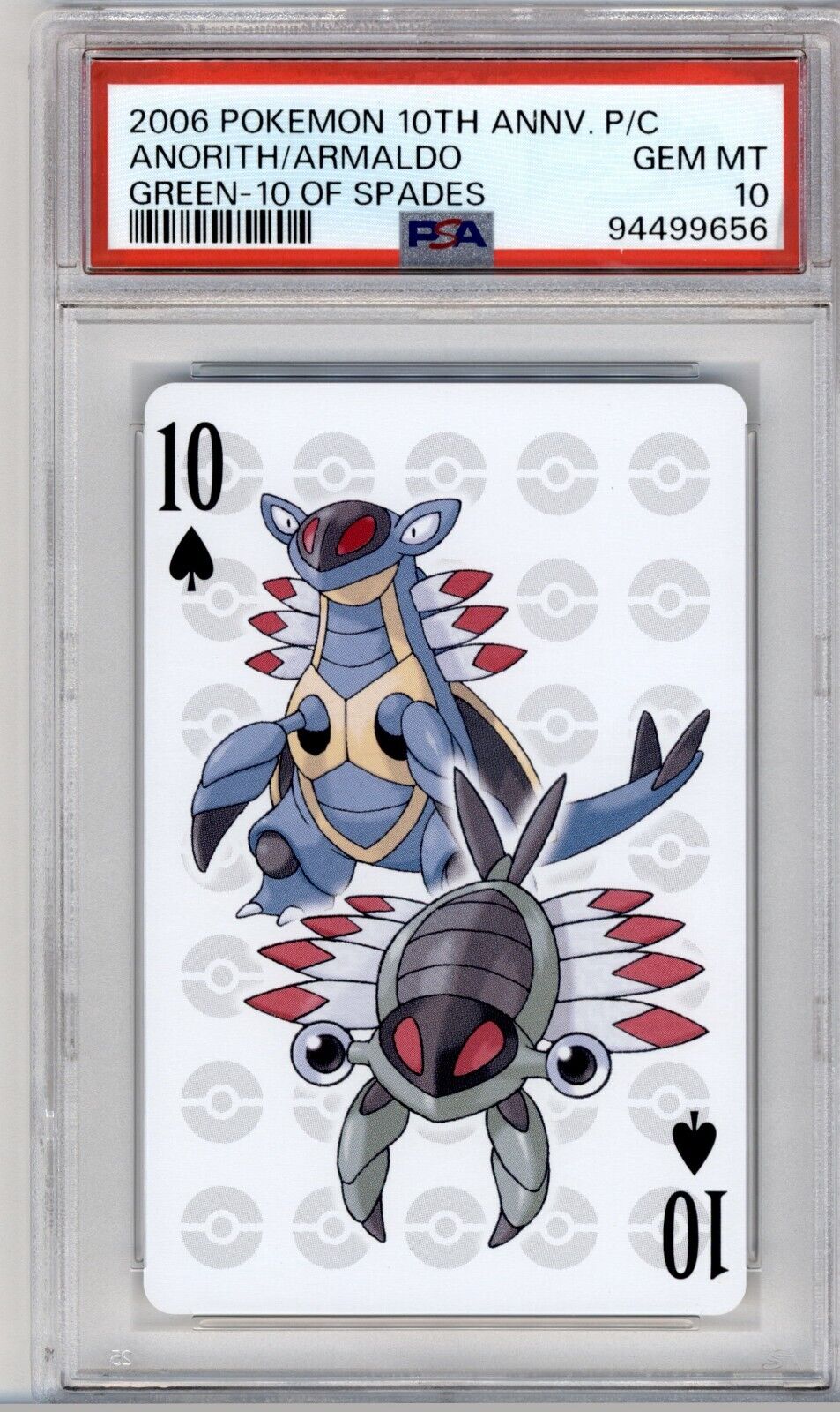 PSA 10 JAPANESE POKEMON ARMALDO 10 OF SPADES 10TH ANNIV PSA 10 JAPANESE POKEMON ARMALDO 10 OF SPADES 10TH ANNIV