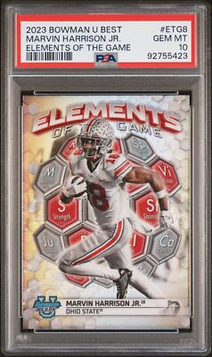 2023 BOWMAN UNIVERSITY BEST ELEMENTS OF THE GAME MARVIN HARRISON JR. PSA 10