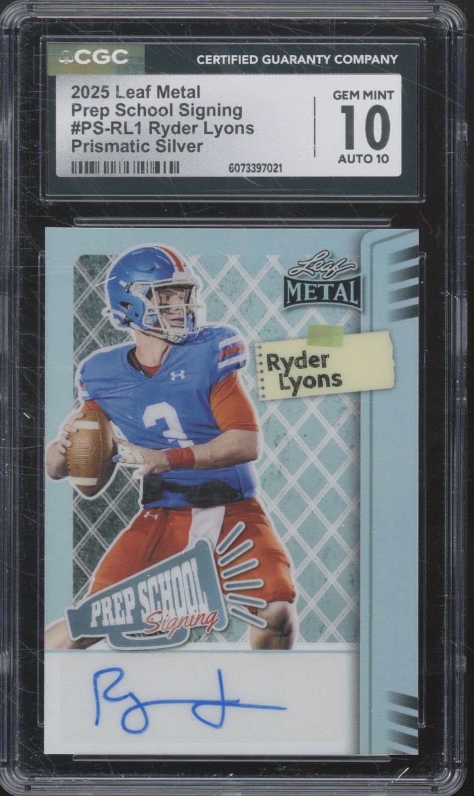 2025 Leaf Metal Prep School Silver Ryder Lyons 24/25 RC Gem Mint CGC 10 10 Auto