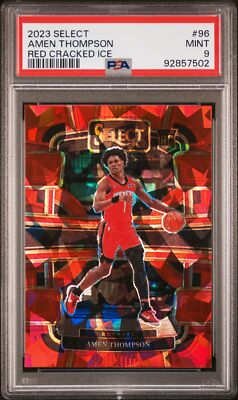 2023 SELECT AMEN THOMPSON RED CRACKED ICE Rookie Card RC #96 PSA 9