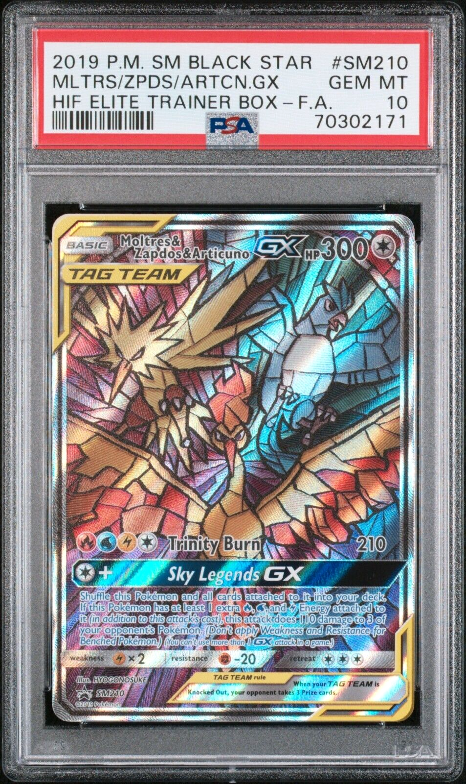 Pokemon Moltres Zapdos Articuno GX PSA 10 Hidden Fates Black