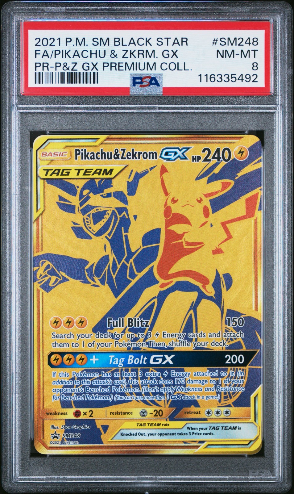 PSA 8 Pikachu & Zekrom GX Promo SM248 2021 Tag Team Pokemon