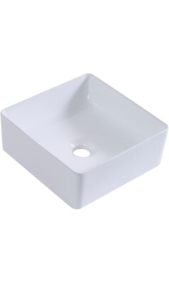 DAYAOCI Square Vessel Sink 13  x 13  Ceramic Bathroom Sink (White)