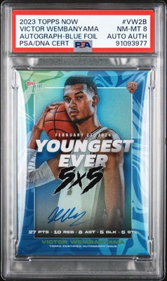 2023-24 Topps Now Victor Wembanyama AUTO RC Blue 36/49 5x5 VW-2B ROY PSA 8 NM