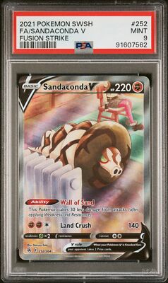 Sandaconda V Alt Art PSA 9 MINT Fusion Strike #252 Pokemon