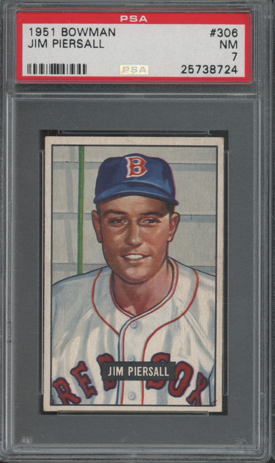 1951 Bowman Baseball High # #306 Jim Piersall RC Rookie NM PSA 7